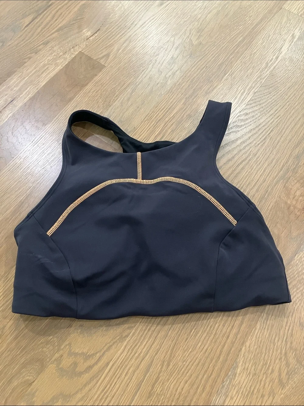 Lululemon Women's Black Orange Tough Train High-Neck Sports Bra